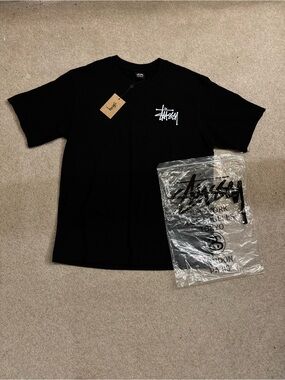 Black Basic Stussy T-Shirt Size Medium